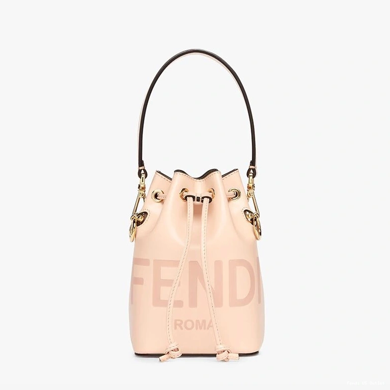 Vintage HOT ROMA Cherry Logo Mini Bag Calf Tresor Bucket Leather Fendi Mon In 0824